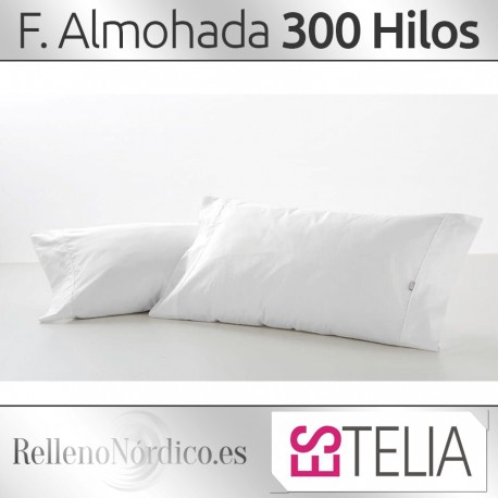 Funda de Almohada Liso 300 hilos y 100% Algodón Satén de Estelia